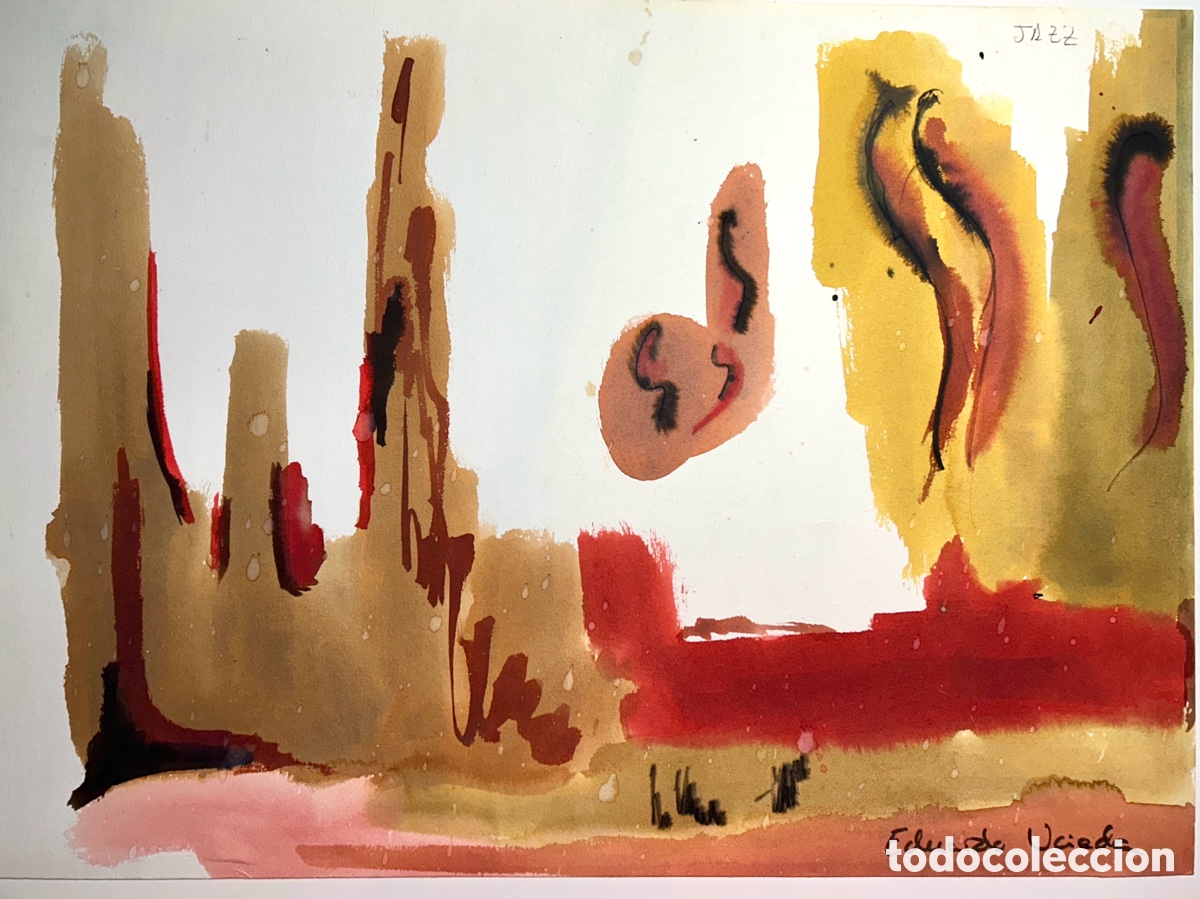 Arte: Eduardo Uceda . Pintura Abstracta Original &rdquo;Jazz&rdquo; enmarcada - T&eacute;cnica Mixta / Papel (40x50 cm)