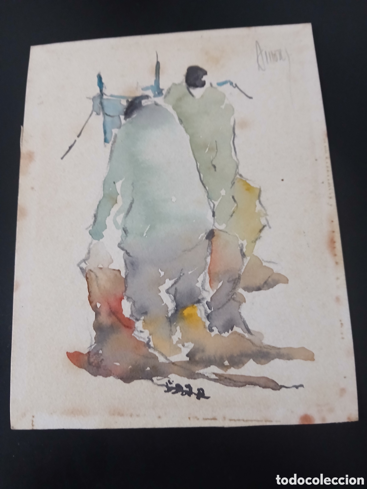 Arte: Dibujo acuarela firmado sin identificar