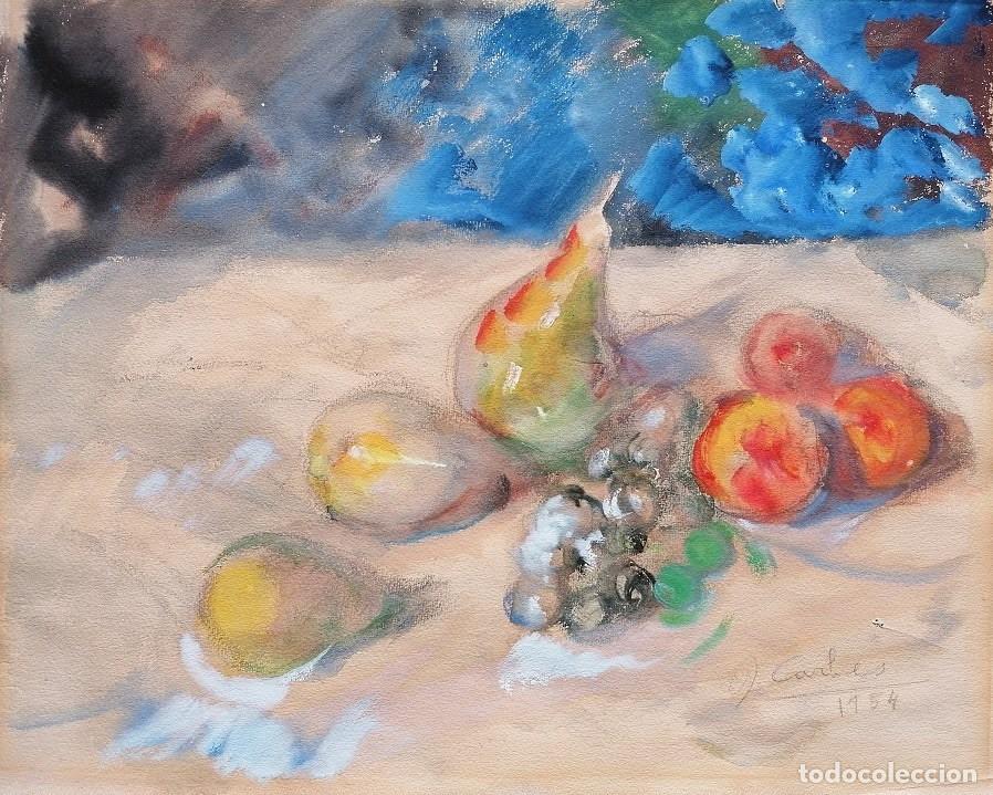 Arte: DOMINGO CARLES (1888-1962). Acuarela 41 x 33 cm. Bodeg&oacute;n. Firmado y fechado.