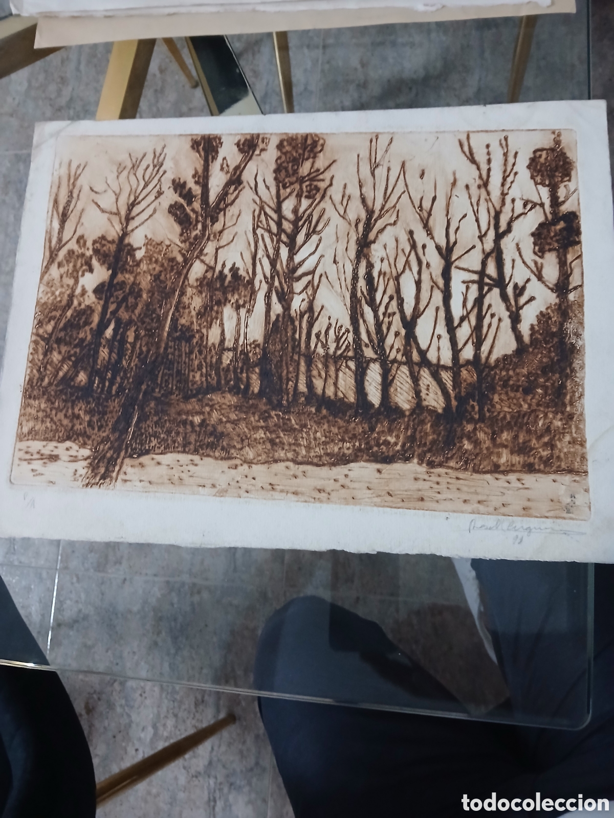 Arte: Dibujo acurela firmado identificar