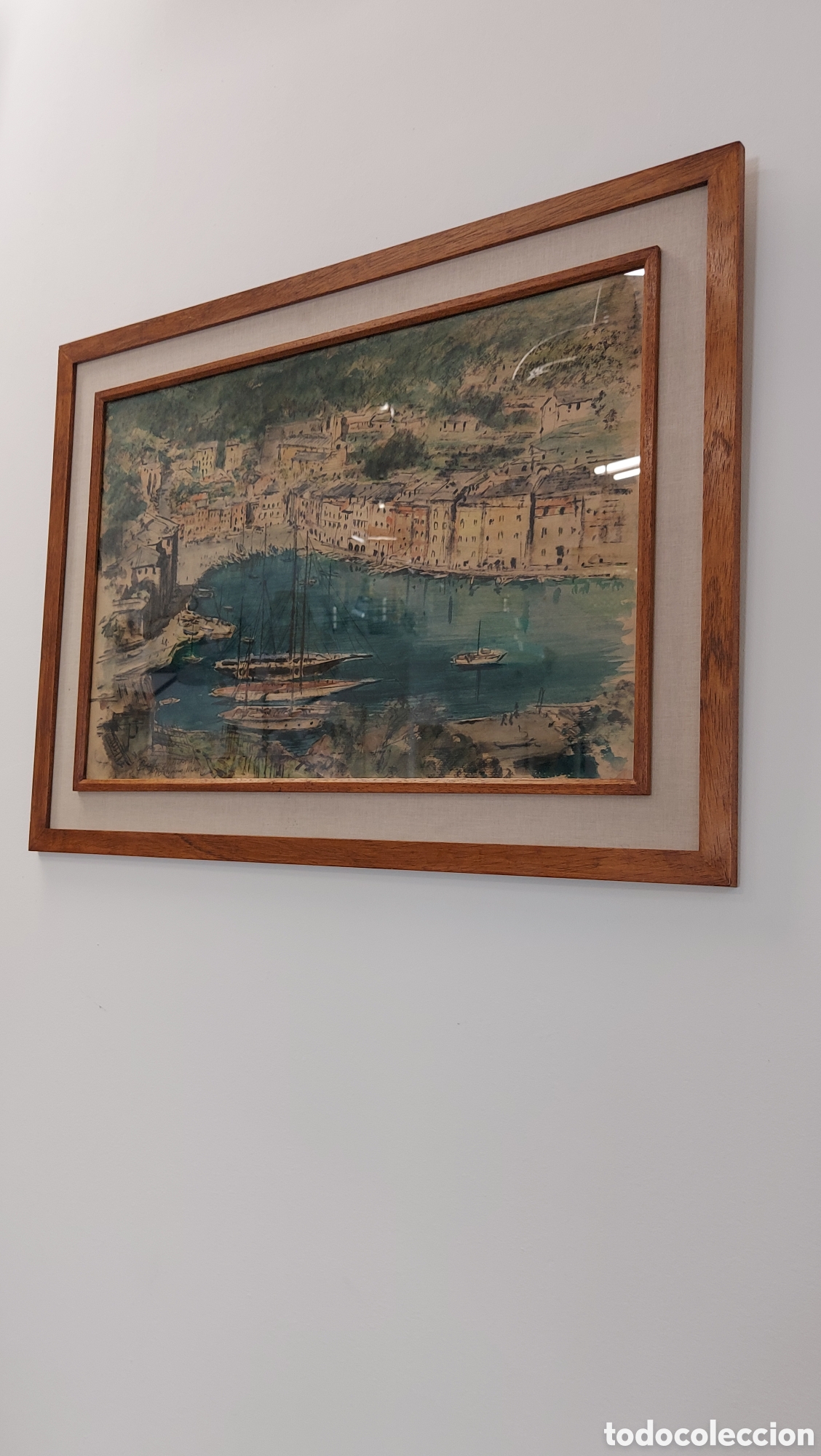 Arte: Acuarela mar de portofino a&ntilde;o 1948