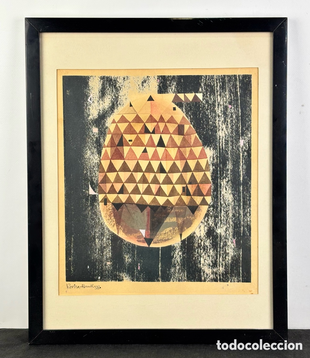 Arte: JOSEP MARIA ROVIRA BRULL -A&Ntilde;O 1958- COMPOSICI&Oacute;N GEOM&Eacute;TRICA ABSTRACTA - ACUARELA
