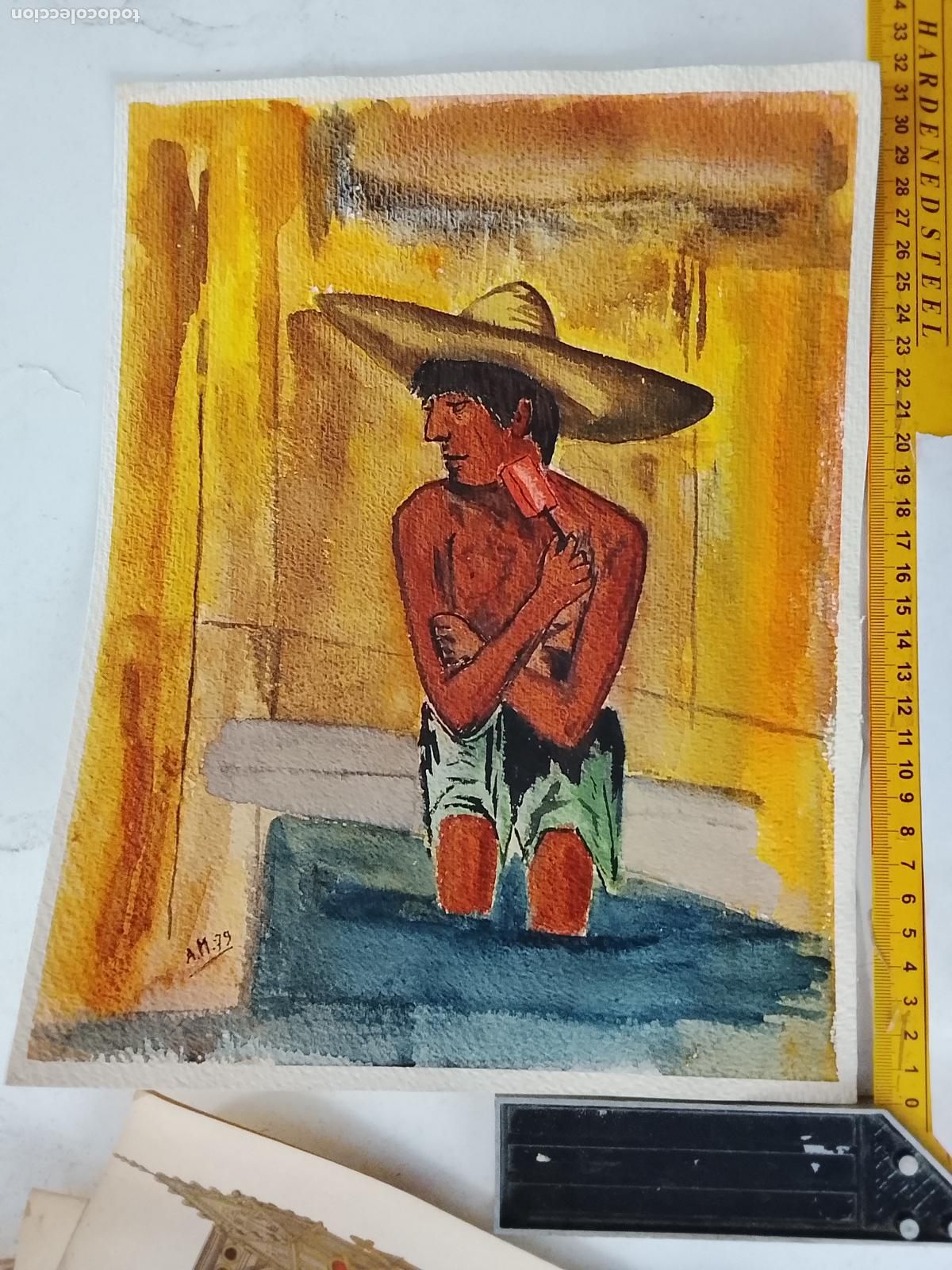 Arte: ANTIGUA ACUARELA PINTURA HECHA A MANO . VER FOTOS MEDIDAS, ARTE DECORACION HOGAR