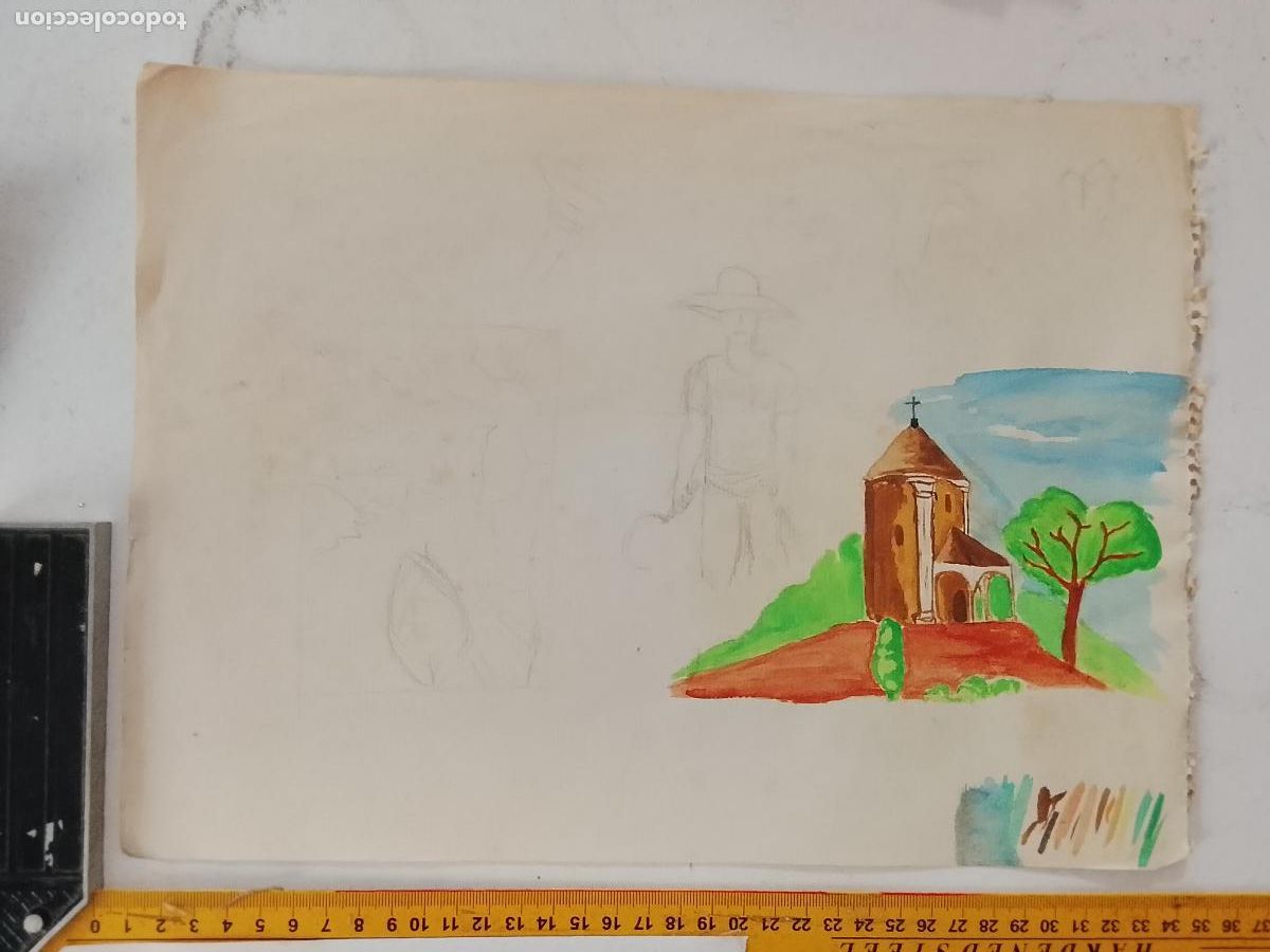 Arte: ANTIGUA ACUARELA PINTURA HECHA A MANO . VER FOTOS MEDIDAS, ARTE DECORACION HOGAR