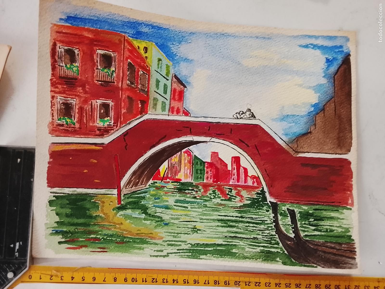 Arte: ANTIGUA ACUARELA PINTURA HECHA A MANO . VER FOTOS MEDIDAS, ARTE DECORACION HOGAR