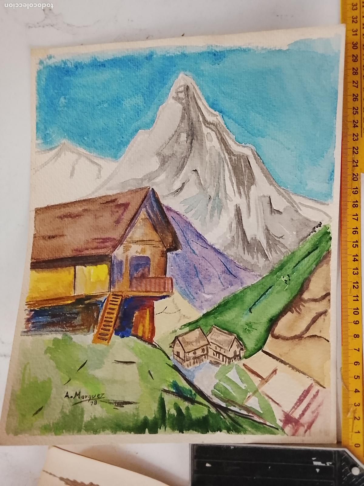 Arte: ANTIGUA ACUARELA PINTURA HECHA A MANO . VER FOTOS MEDIDAS, ARTE DECORACION HOGAR