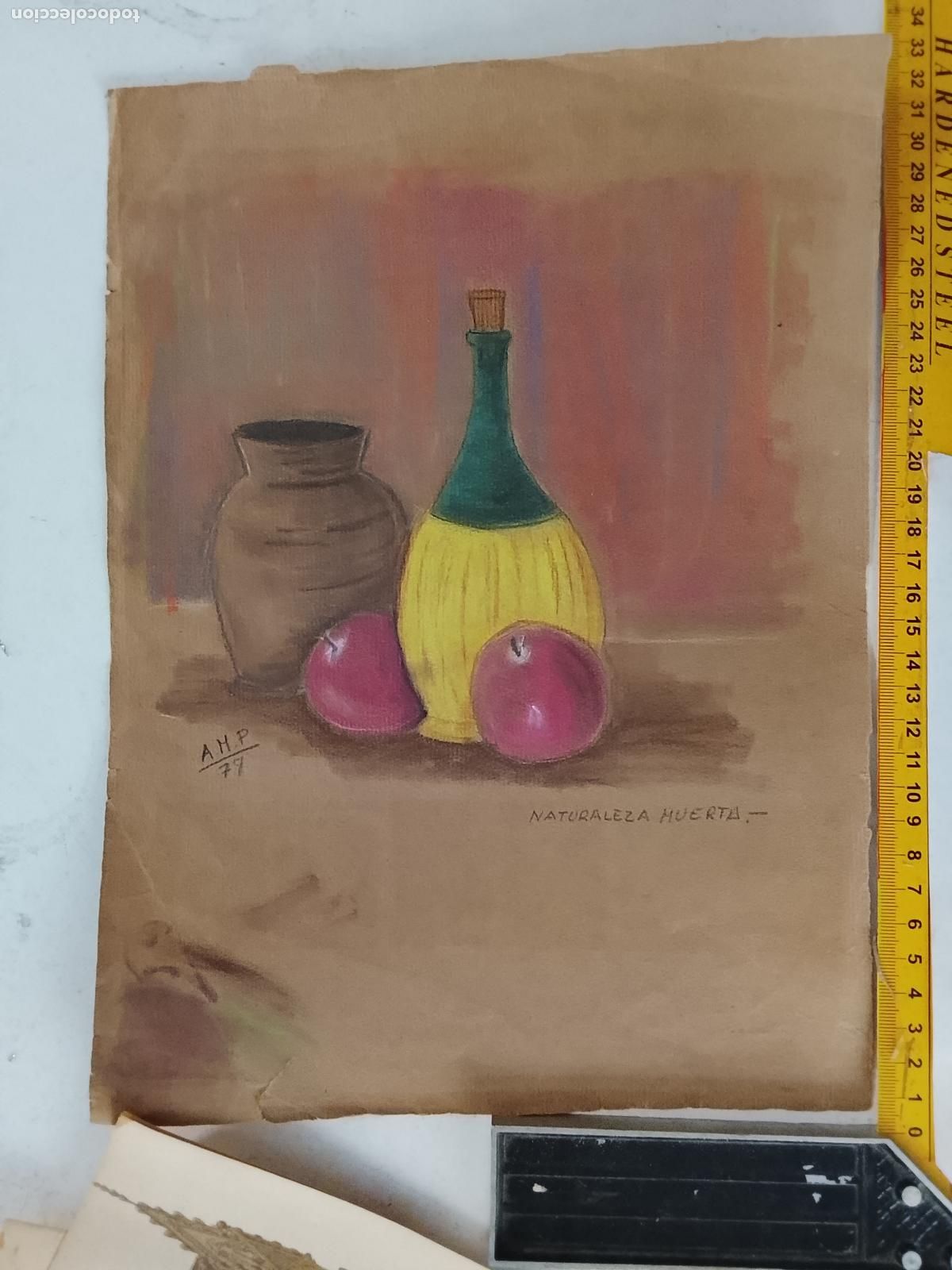 Arte: ANTIGUA ACUARELA O CERAS PINTURA HECHA A MANO . VER FOTOS MEDIDAS, ARTE DECORACION HOGAR