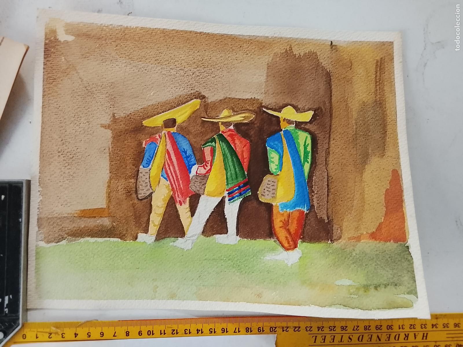 Arte: ANTIGUA ACUARELA O CERAS PINTURA HECHA A MANO . VER FOTOS MEDIDAS, ARTE DECORACION HOGAR