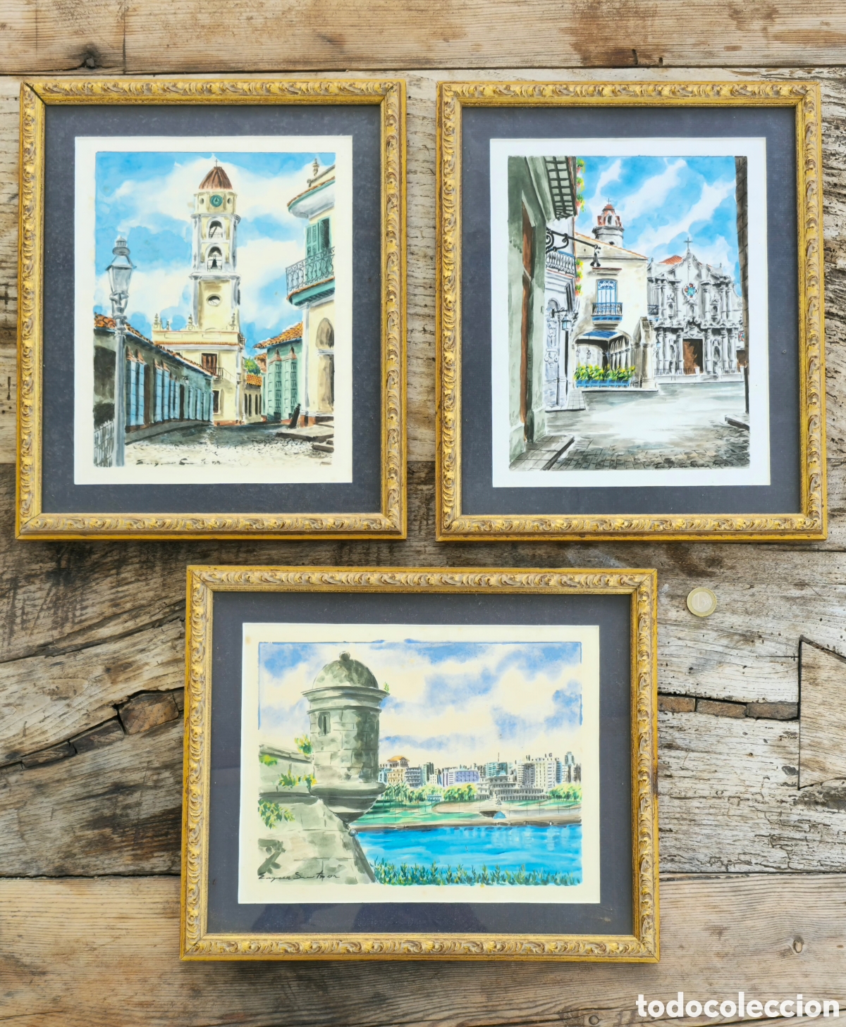 Arte: Acuarelas La Habana Vieja. Firma