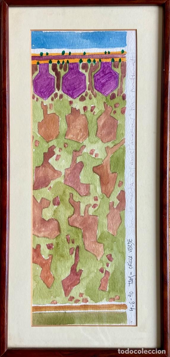 Arte: ROC ALABERN, Taos - Orilla Verde, 1990 Acuarela en papel, 37x13cm