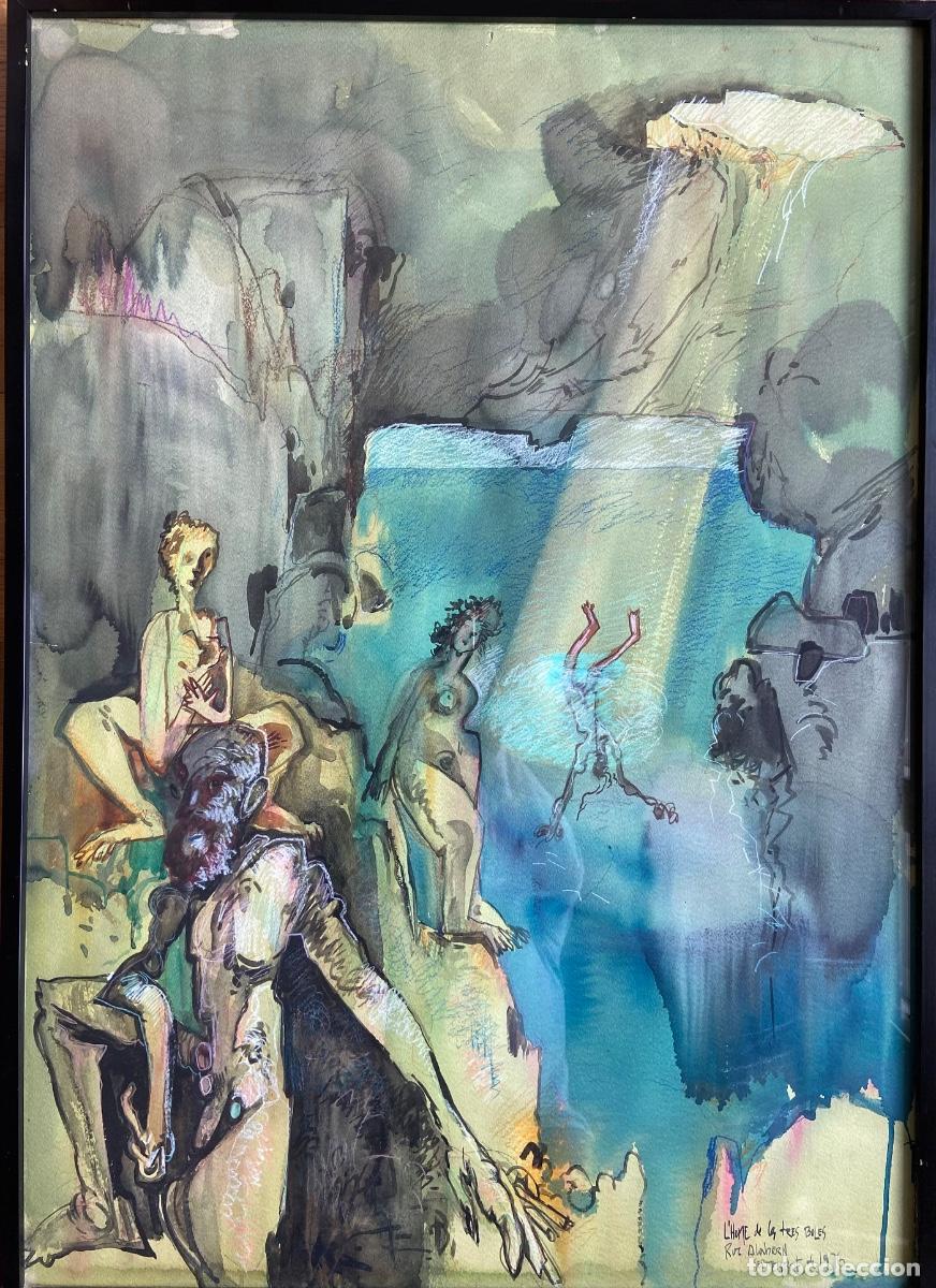 Arte: ROC ALABERN (1945-2003), L&acute;home de les tres boles, 1976 Acuarela y pastel en papel 70x98cm.