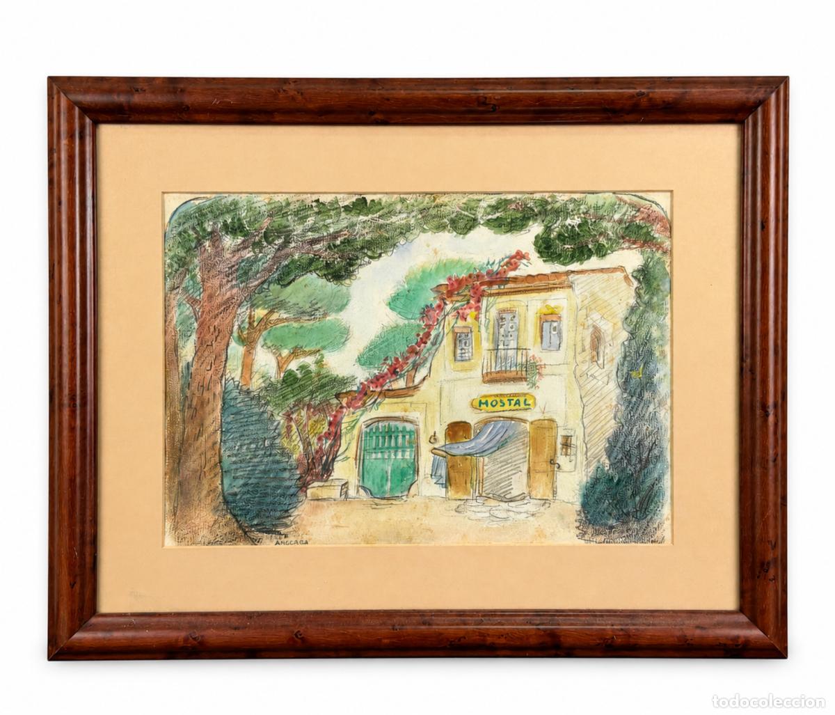Arte: LOLA ANGLADA - HOSTAL - DIBUJO A COLOR - 37 x 47 CM