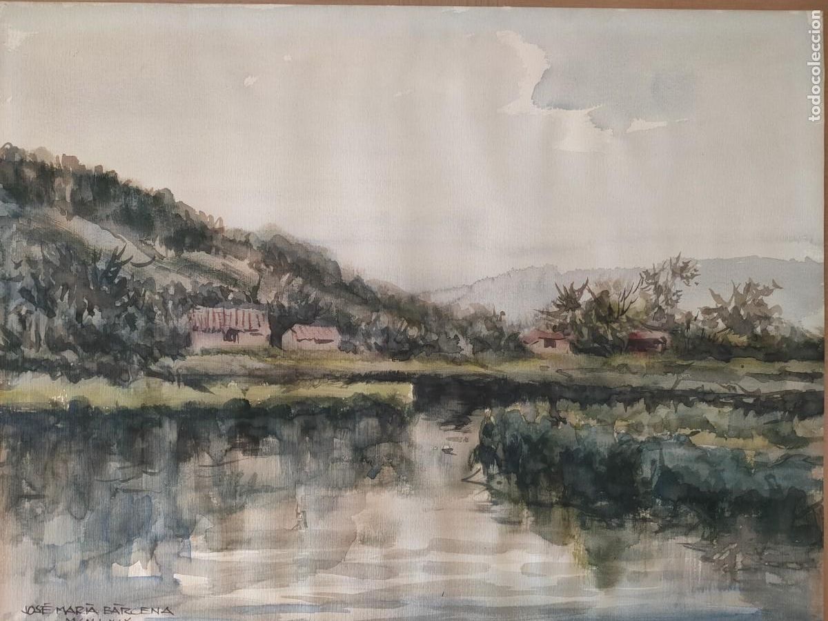 Arte: Jos&eacute; Mar&iacute;a B&aacute;rcena (Torrelavega, 1924-1986) acuarela original firmada