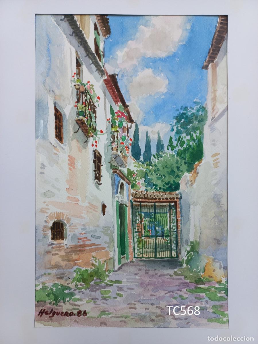 Arte: Granada - acuarela con casas de Granada