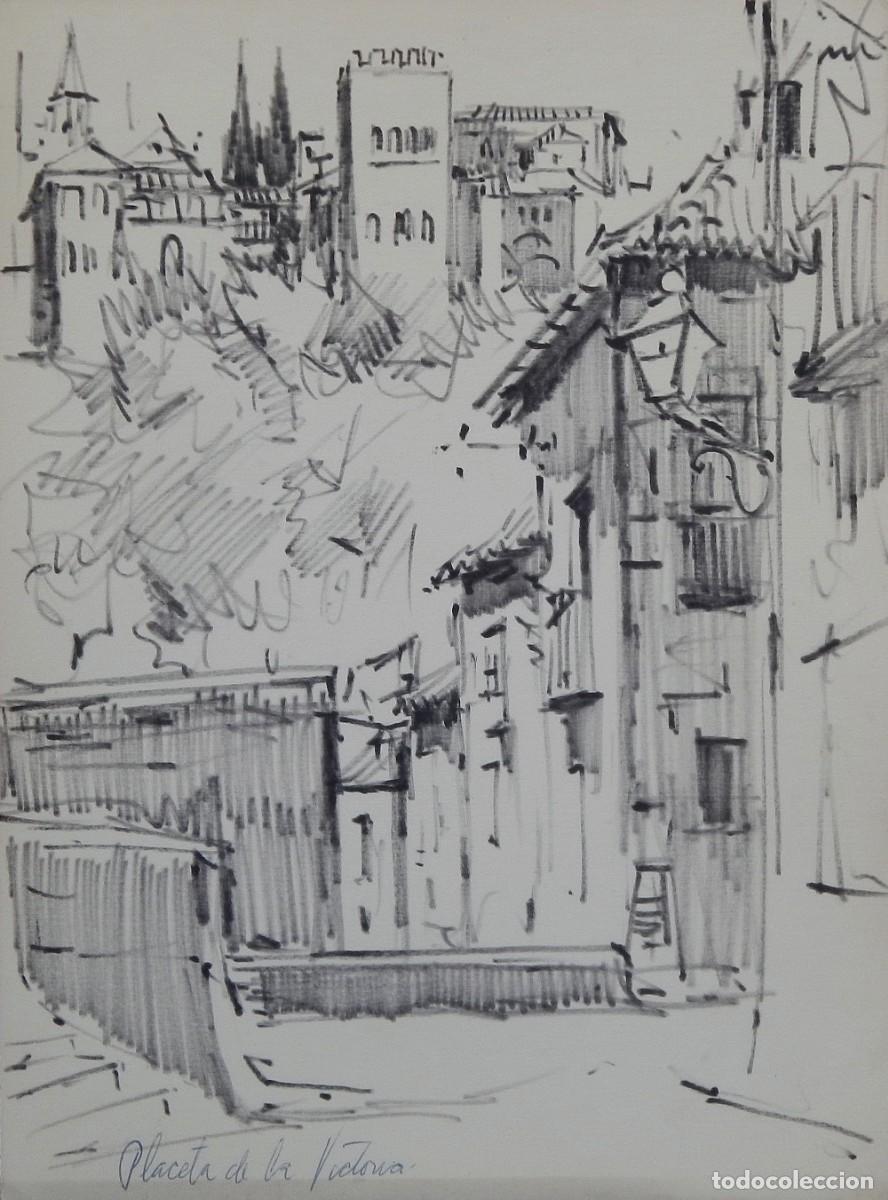 Arte: Manuel Vicente Mora. Tinta sobre papel. &rdquo;Placeta de la Victoria. Albaic&iacute;n. Granada.&rdquo; Sin firmar.