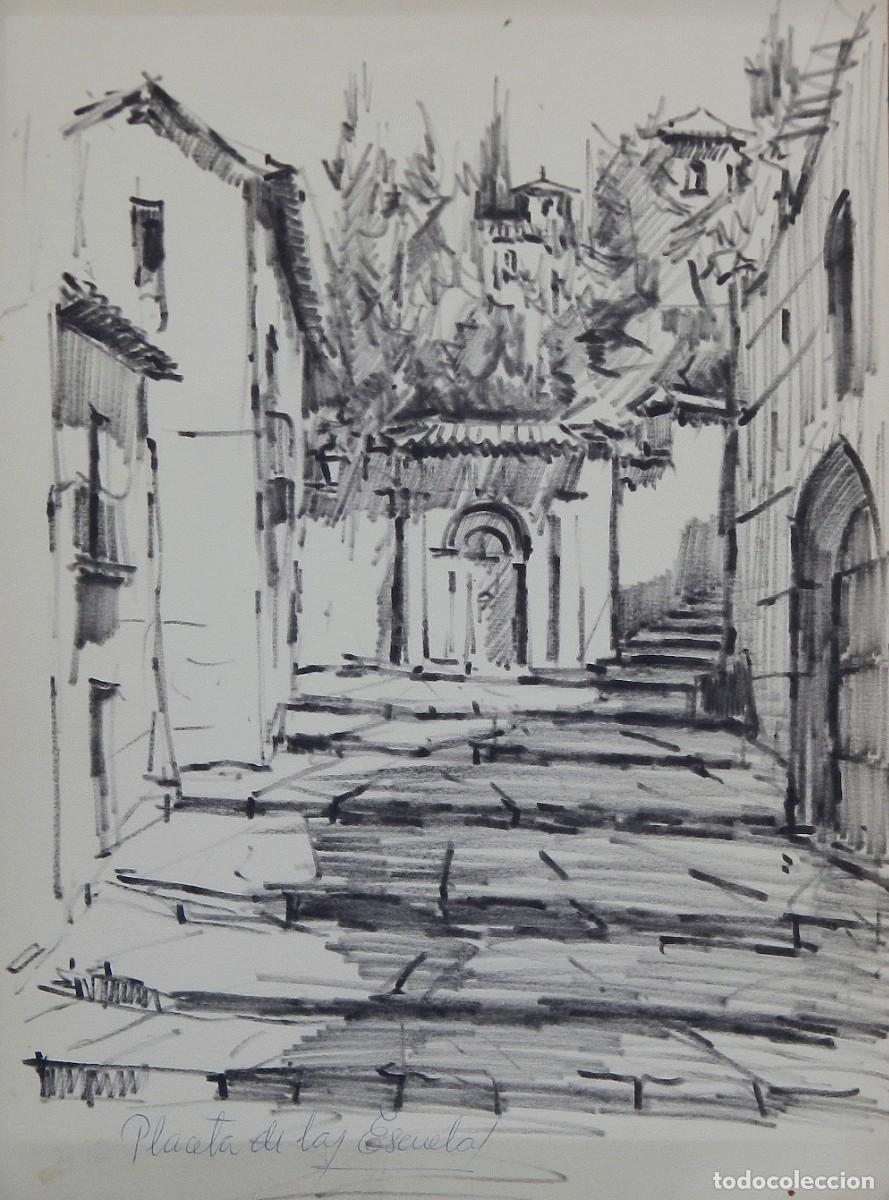 Arte: Manuel Vicente Mora. Tinta sobre papel. &rdquo;Placeta de las Escuelas. Albaic&iacute;n. Granada.&rdquo; Sin firmar.