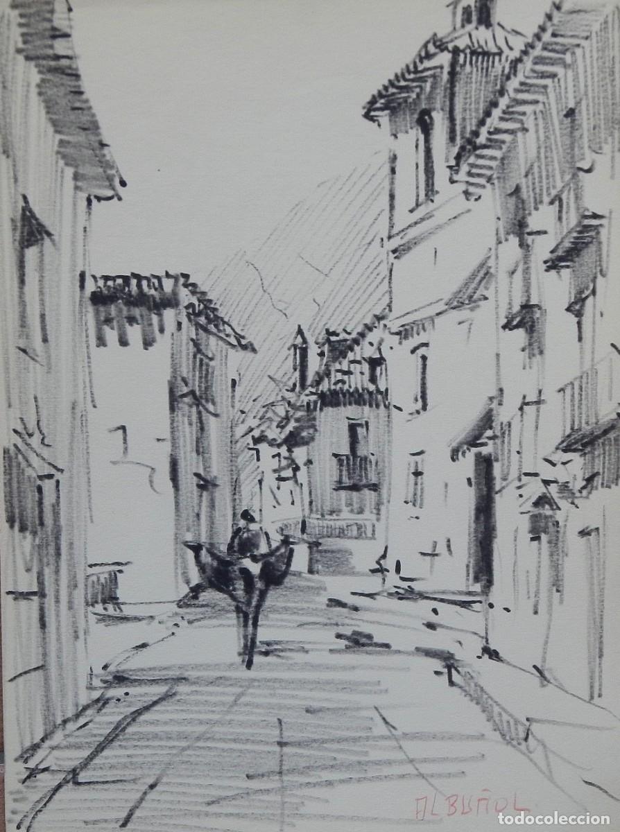 Arte: Manuel Vicente Mora. Tinta sobre papel. &rdquo;Albu&ntilde;ol. Granada.&rdquo; Sin firmar. 32x24 cm.
