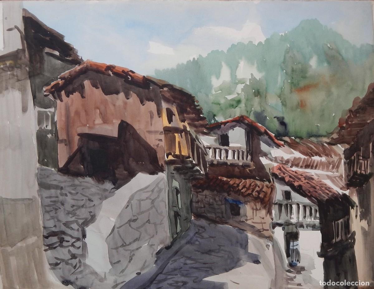 Arte: Manuel Vicente Mora. Acuarela sobre papel. &rdquo;Poblaci&oacute;n rural&rdquo;. Sin firmar. 43x57 cm.