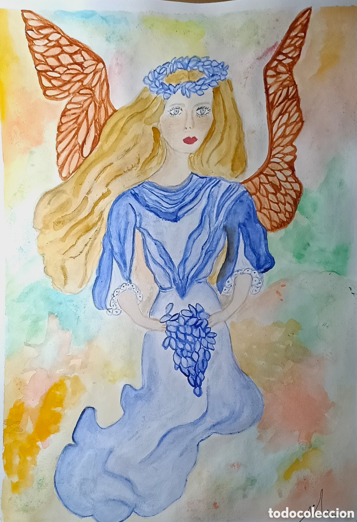 Arte: Acuarela. &Aacute;ngel rom&aacute;ntico