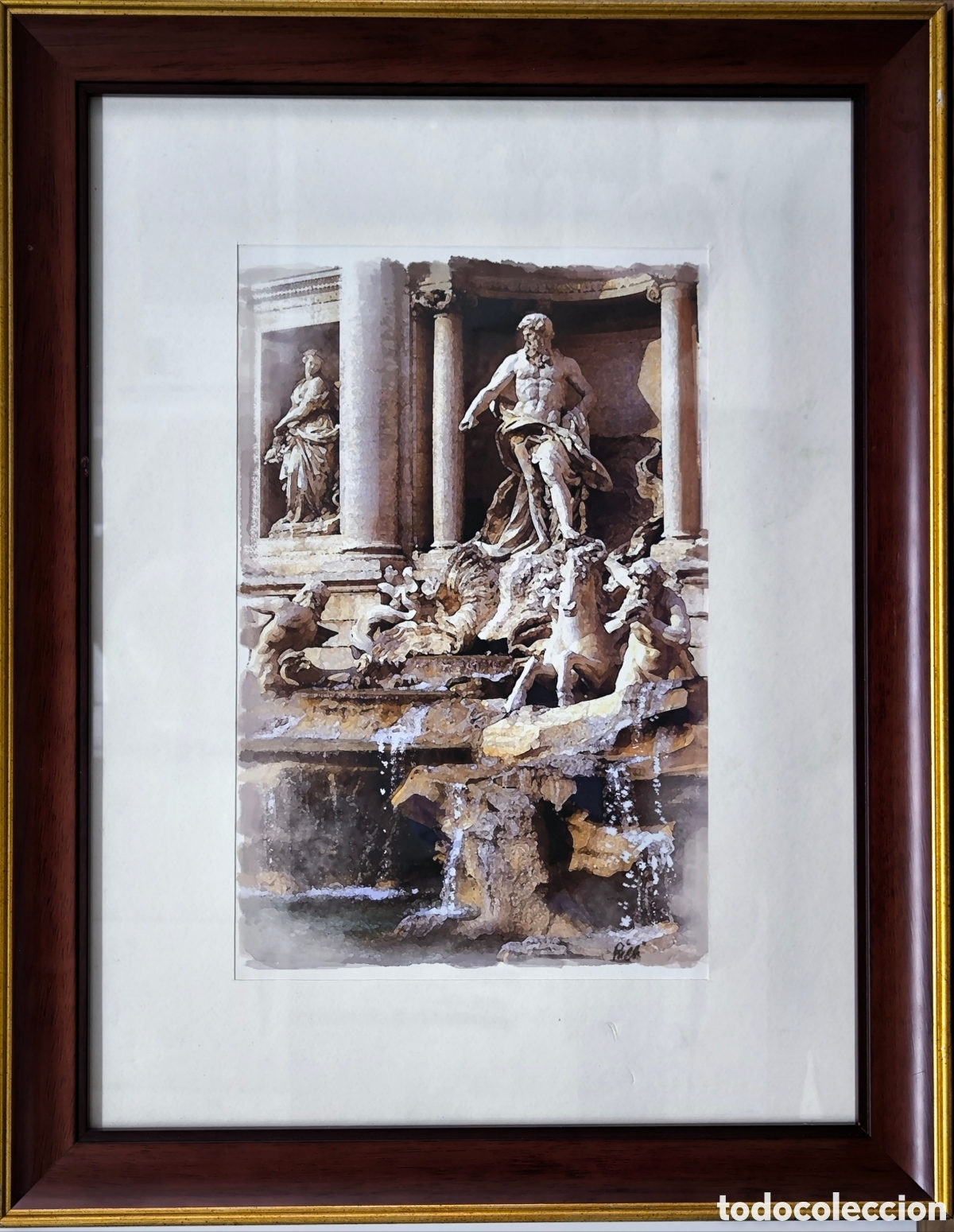 Arte: ACUARELA AUT&Eacute;NTICA FONTANA DE TREVI ROMA