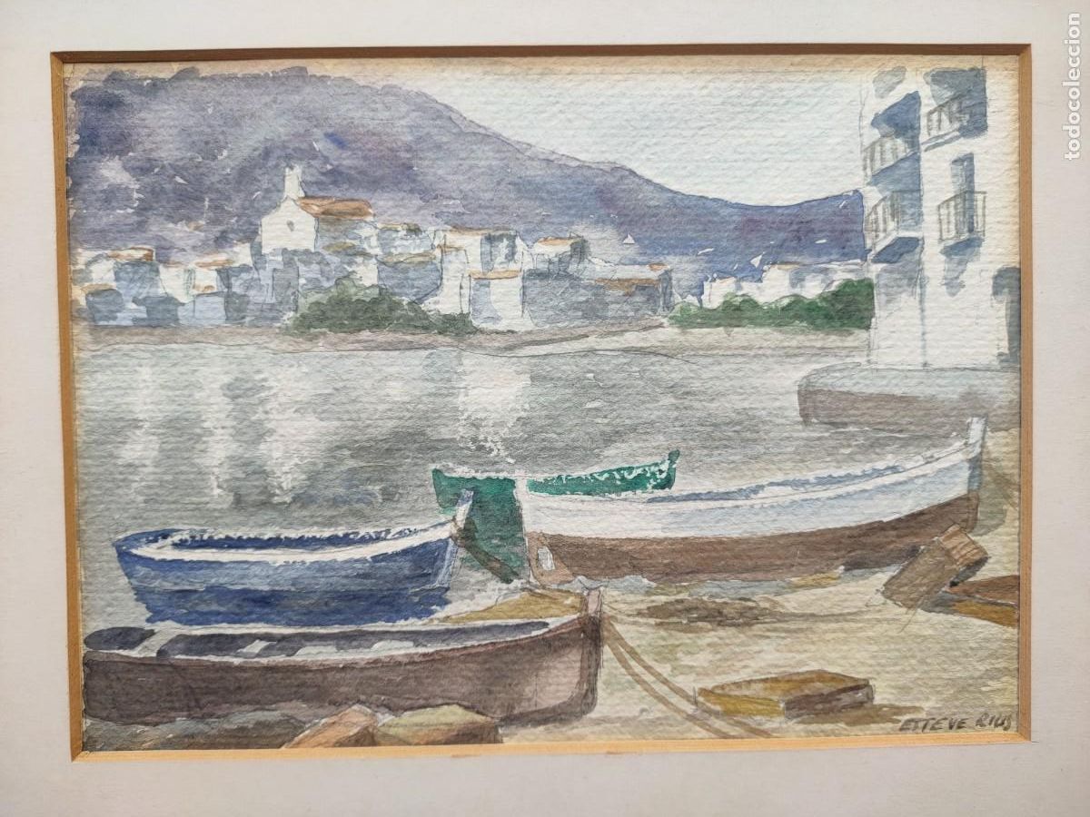 Arte: Antoni Esteve Rius acuarela original firmada Cadaqu&eacute;s