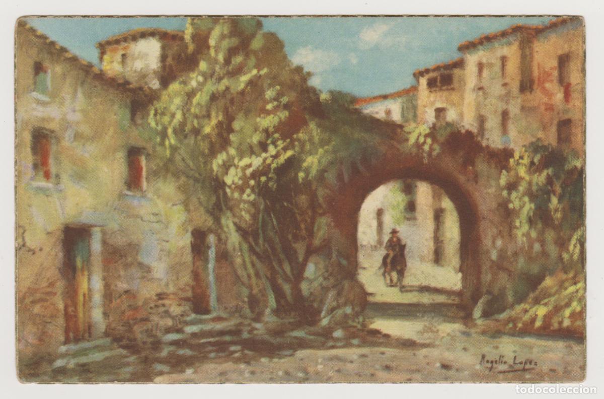 Arte: TARJETA POSTAL - ACUARELA DE ROGELIO LOPEZ - PAISAJE RURAL - SERIE PAISAJES N&ordm; 5 - M. G.