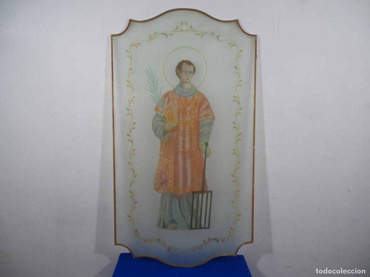 Arte: GRAN ACUARELA MODERNISTA AN&Oacute;NIMA DE SAN LORENZO EN DOBLE CRISTAL. PRINCIPIO SIGLO XX.