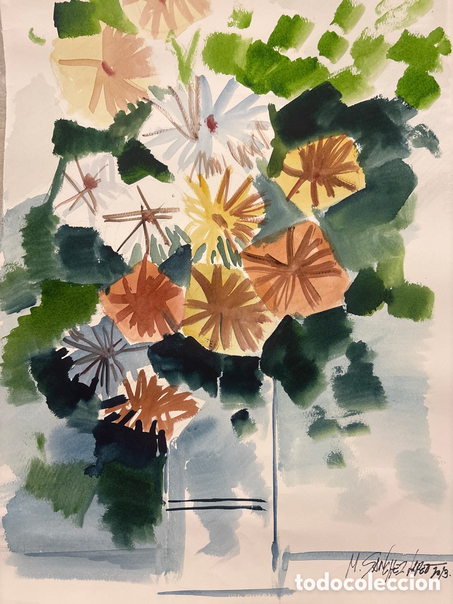 Arte: Acuarela Original Miguel &Aacute;ngel S&aacute;nchez Lareo. Bodeg&oacute;n Floral Silvestre (2013).