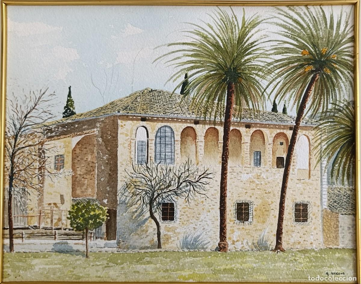 Arte: BONITA ACUARELA DE A. ARROM. SON FORTEZA. ALAR&Oacute;. MALLORCA. 2002.