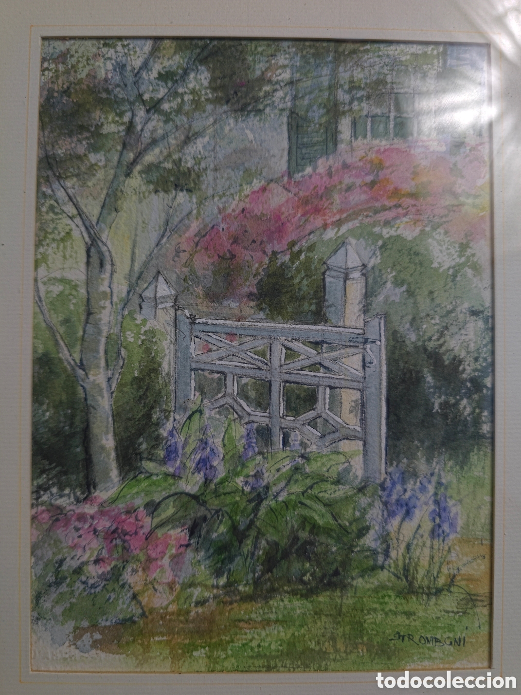 Arte: Paisaje de Jardin por Stromboni (esc Francesa)