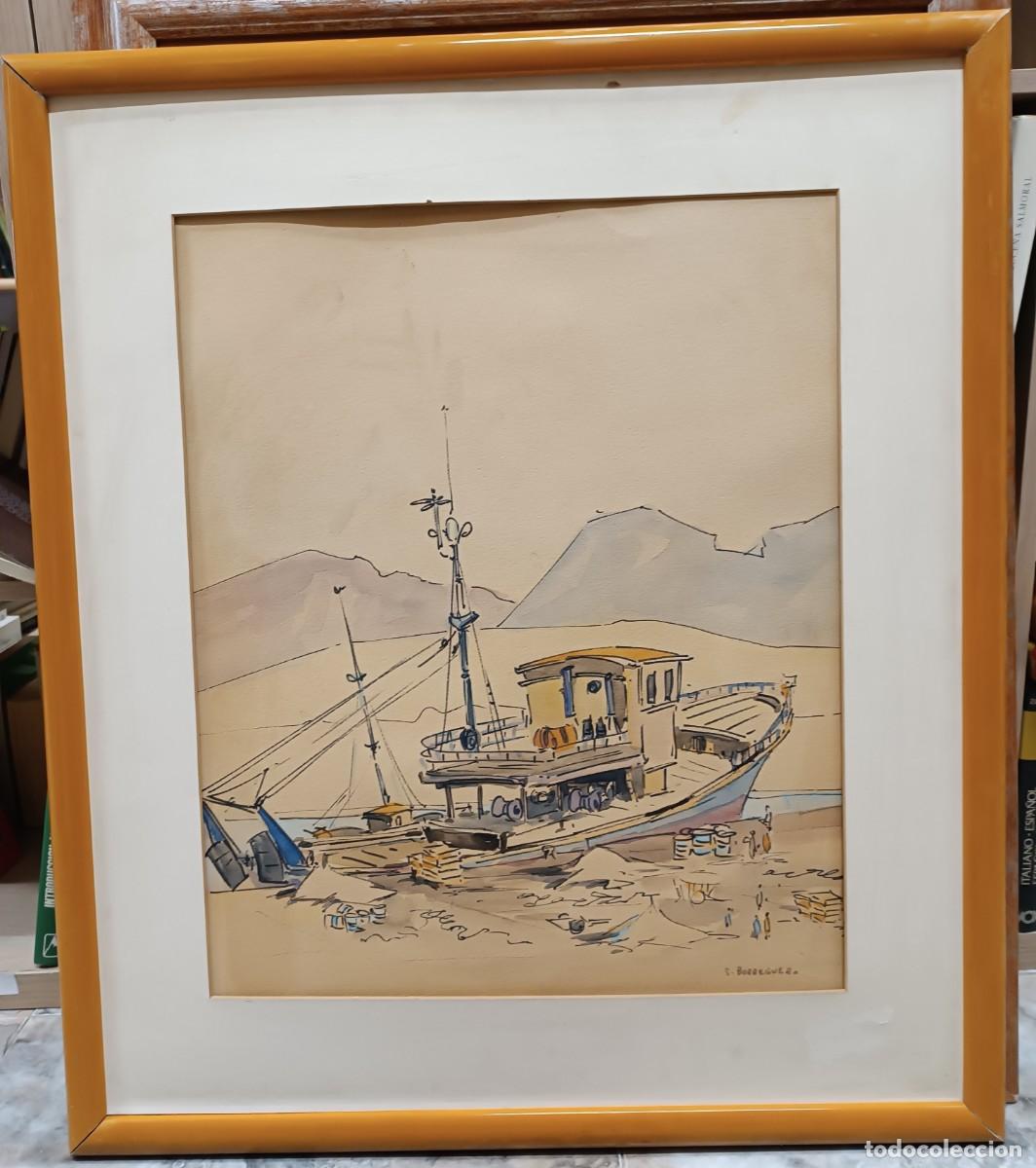 Arte: Acuarela del pintor murciano S&aacute;nchez Borreguero 44X54. Marco 66X78