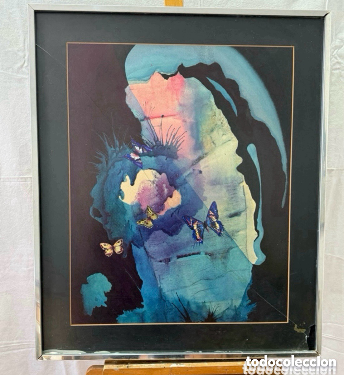 Arte: Joan Copons 1942 acuarela surrealista composici&oacute;n abstracta mariposas