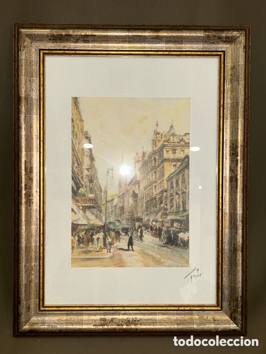 Arte: BONITA ACUARELA DE AUSTRIA VIENA FIRMA ILEGIBLE *VER FOTOS*
