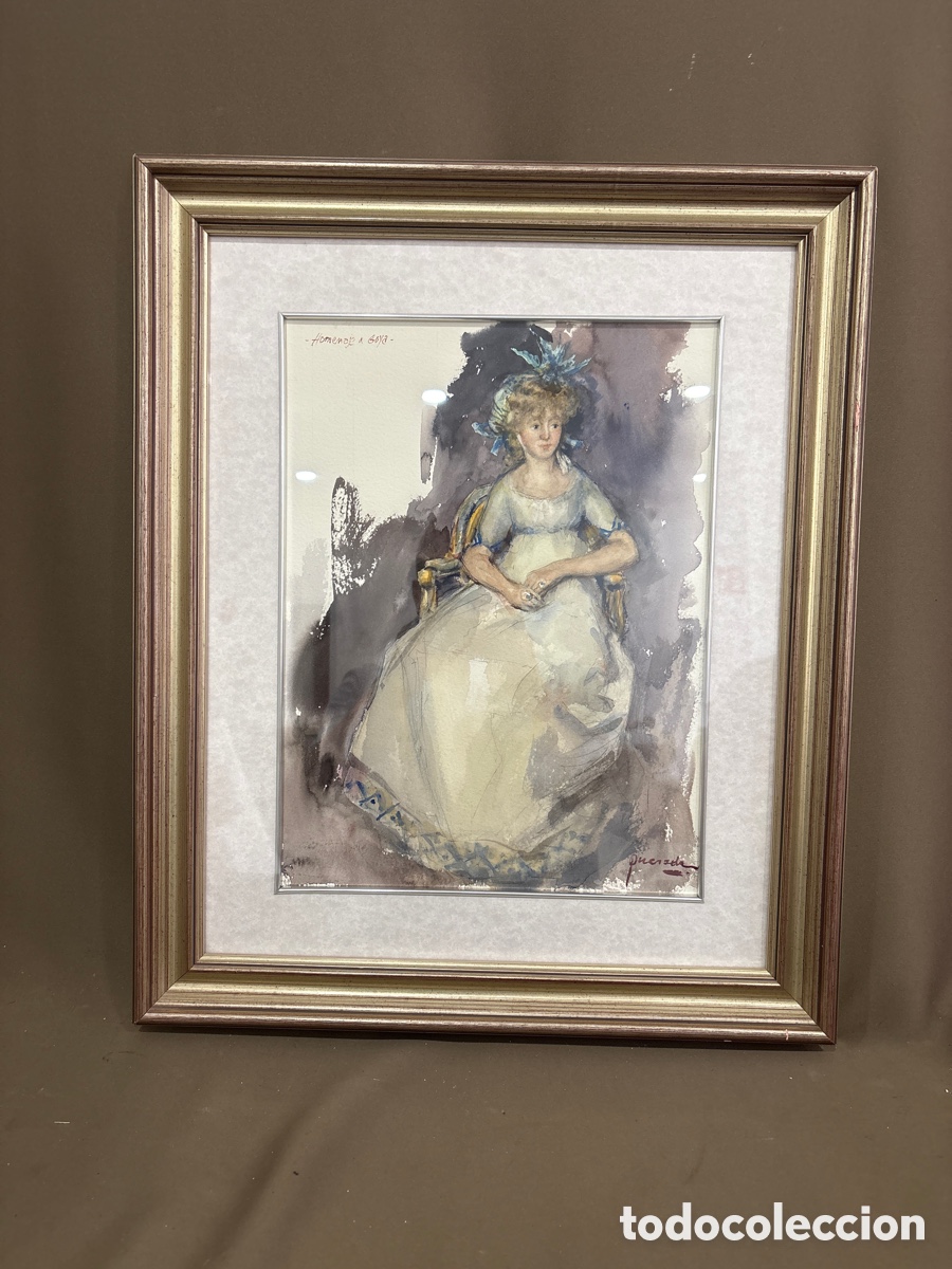 Arte: Antigua acuarela,JULIO QUESADA GUILABERT,HOMENAJE A GOYA*ver fotos*ORIGINAL