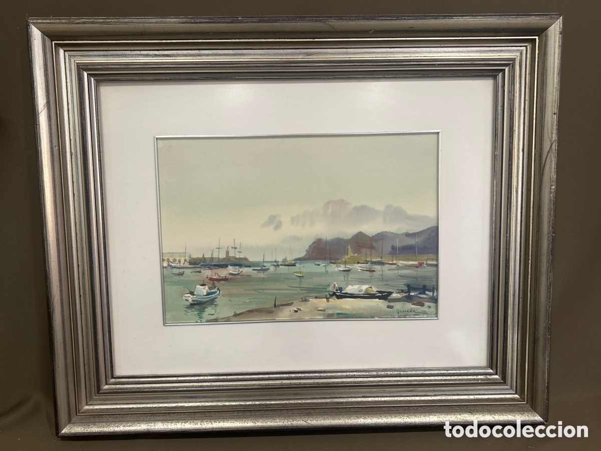 Arte: ACUARELA, JULIO QUESADA GUILABERT &ldquo;MARINA&rdquo; 1977 *VER FOTOS*