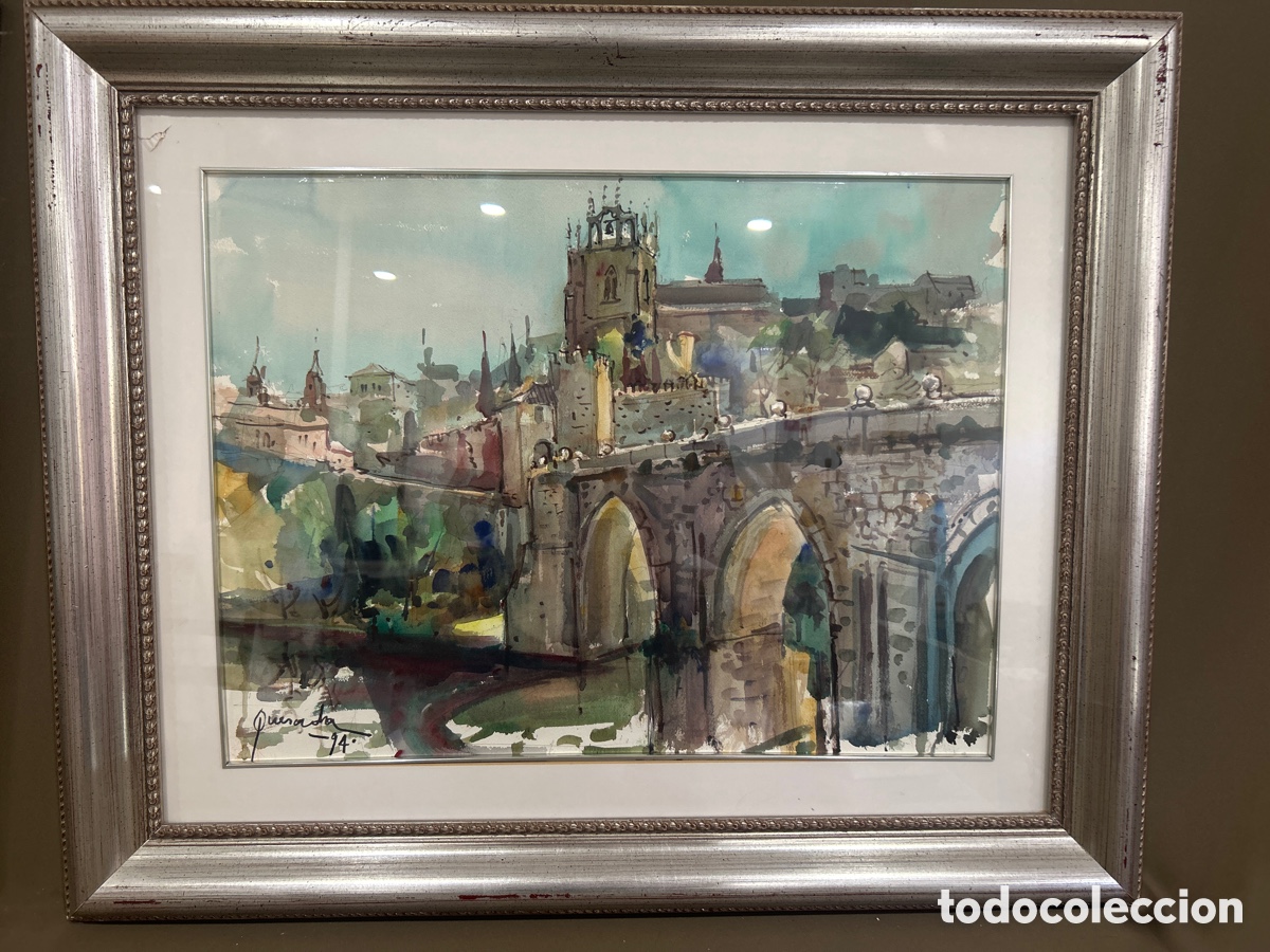 Arte: ACUARELA, JULIO QUESADA GUILABERT, PAISAJE DE TOLEDO 1994 *VER FOTOS*