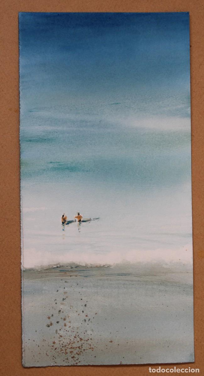Arte: Acuarela serie playa, de Olimpia Manj&oacute;n, 18 x 38 cms. aprox.