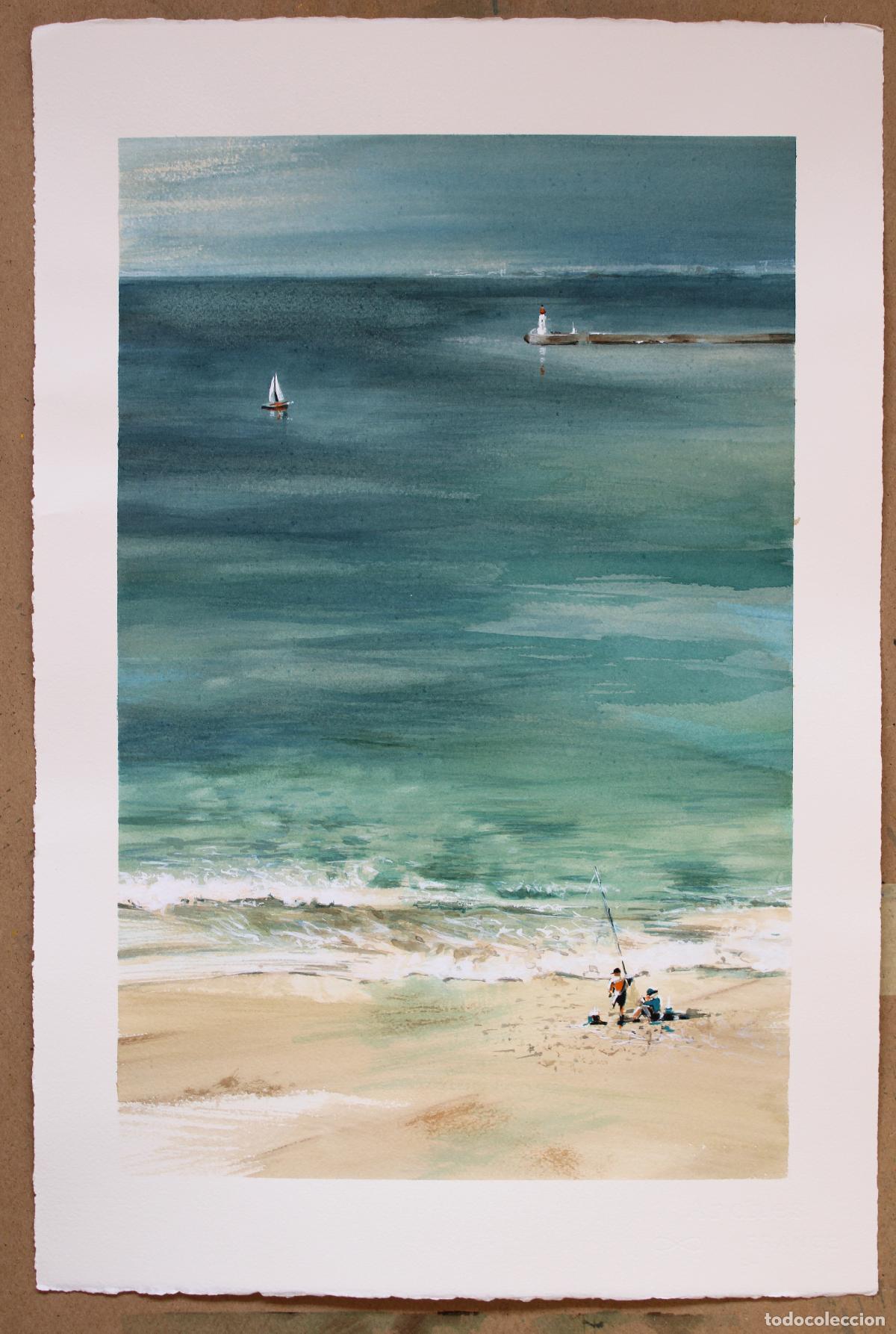Arte: Acuarela, serie Playa I, de Olimpia Manj&oacute;n. 38 x 57 cms. Aprox.