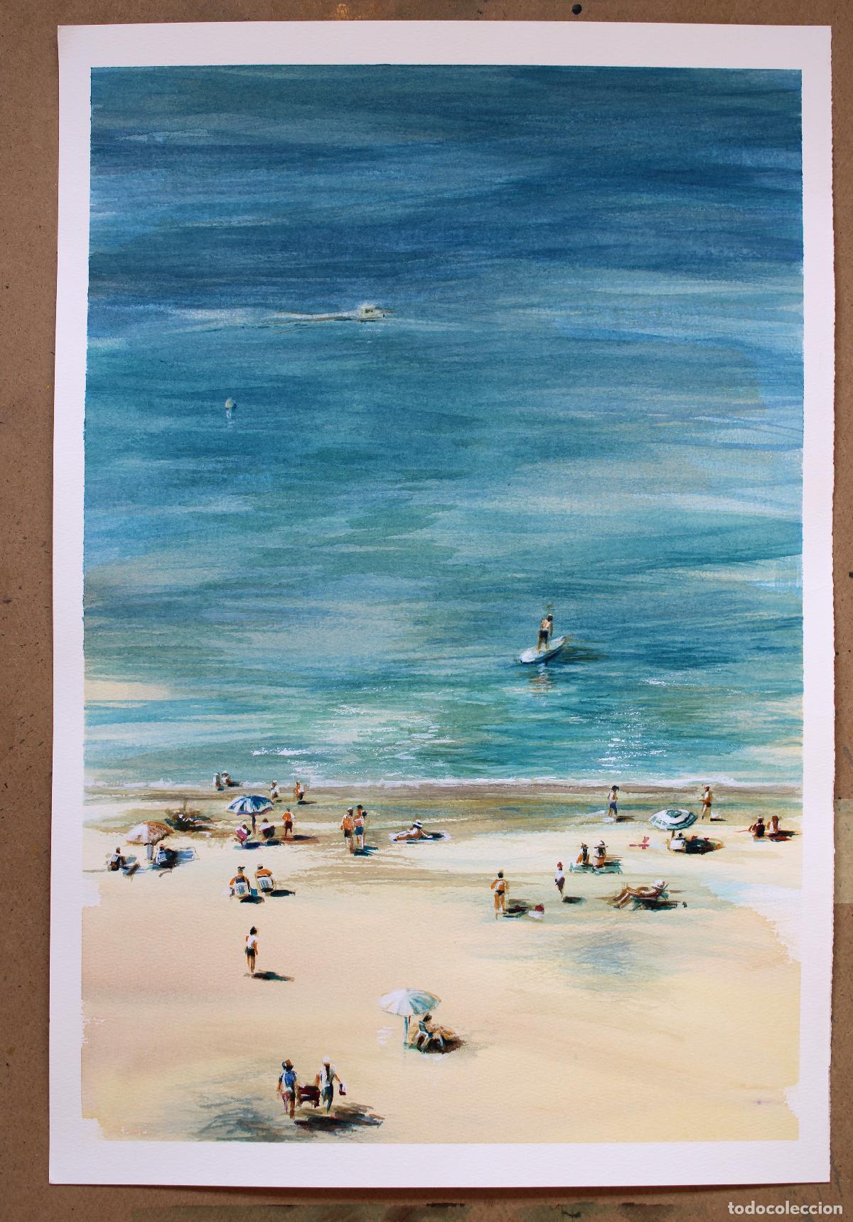 Arte: Acuarela, serie Playa II, de Olimpia Manj&oacute;n. 38 x 56 cms. aprox.