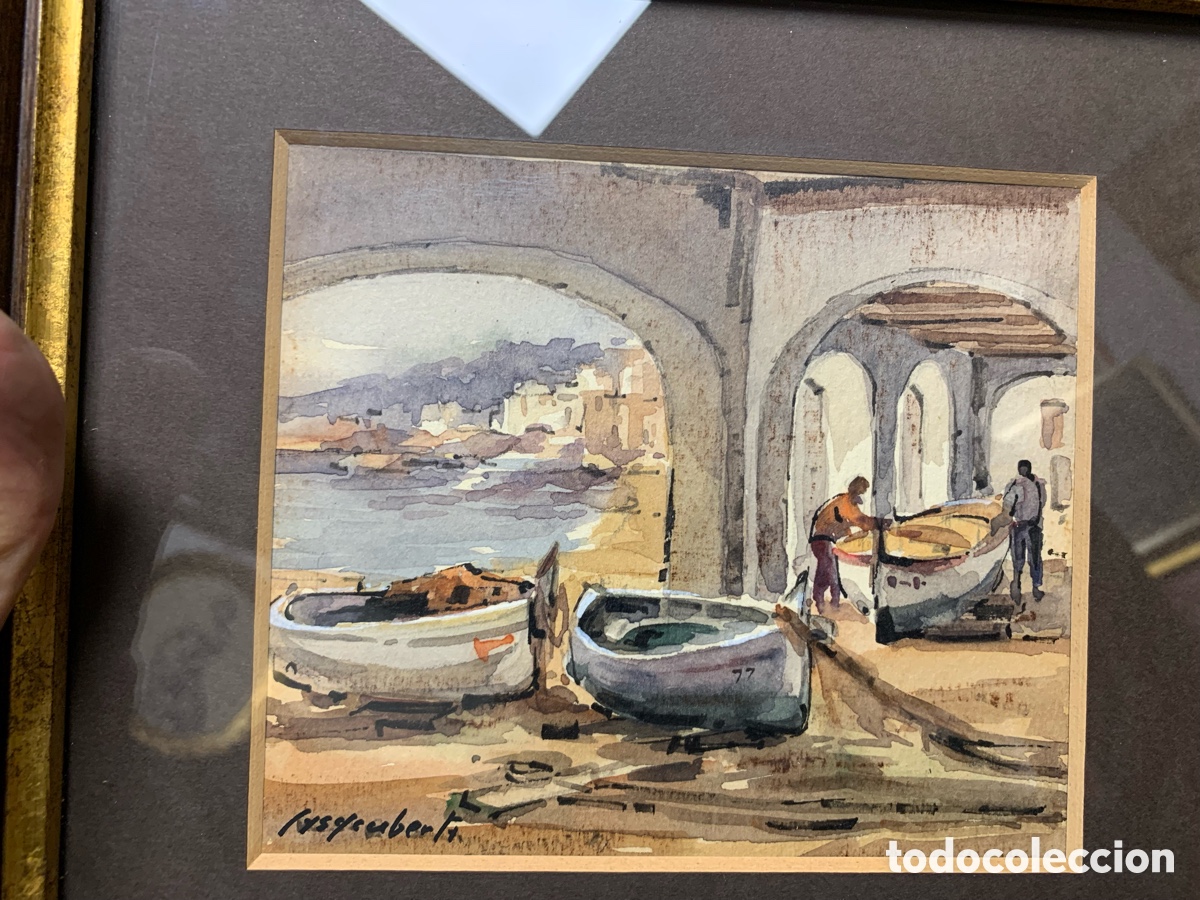 Arte: Jaume Casacuberta Roma 1932-2020, Manresa, Calella de Palafrugell, 15x12,5 obra y 27x25 con marco