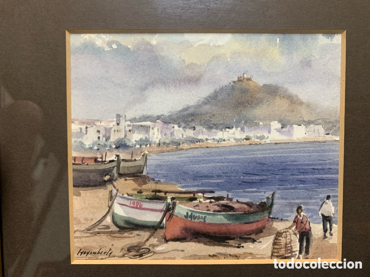 Arte: Jaume Casacuberta Roma 1932-2020, Manresa, Blanes en costa brava, 14x12 obra y 27x25 con marco