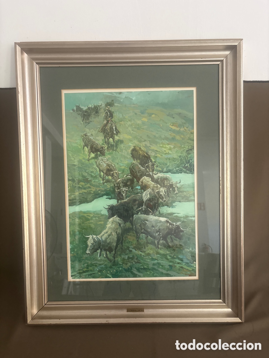 Kunst: ACUARELA,ALFREDO SANCH&Iacute;S CORTES,*LA MANADA*101,5x 80cm
