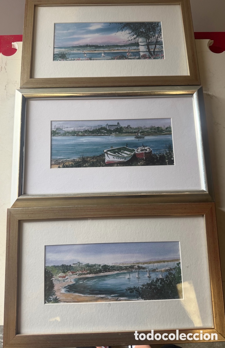 Arte: Lote 3 Acuarelas Originales Charo Gonz&aacute;lez