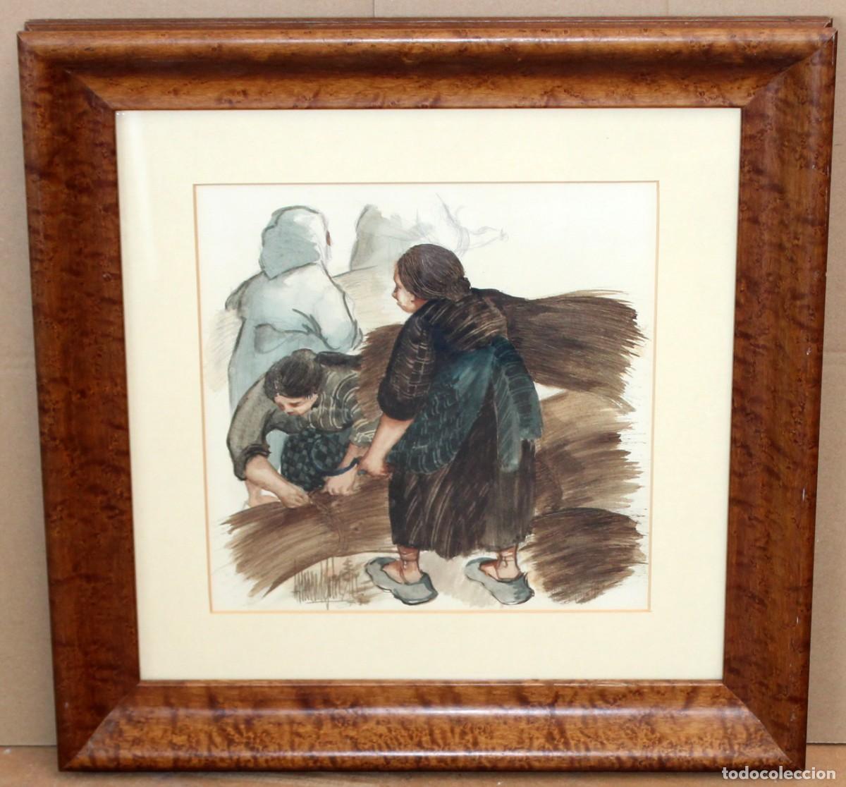 Arte: AMANDO SILVESTRE AQUILINA (1937 - 2010) ACUARELA SOBRE PAPEL DEL A&Ntilde;O 1979. LAS CAMPESINAS