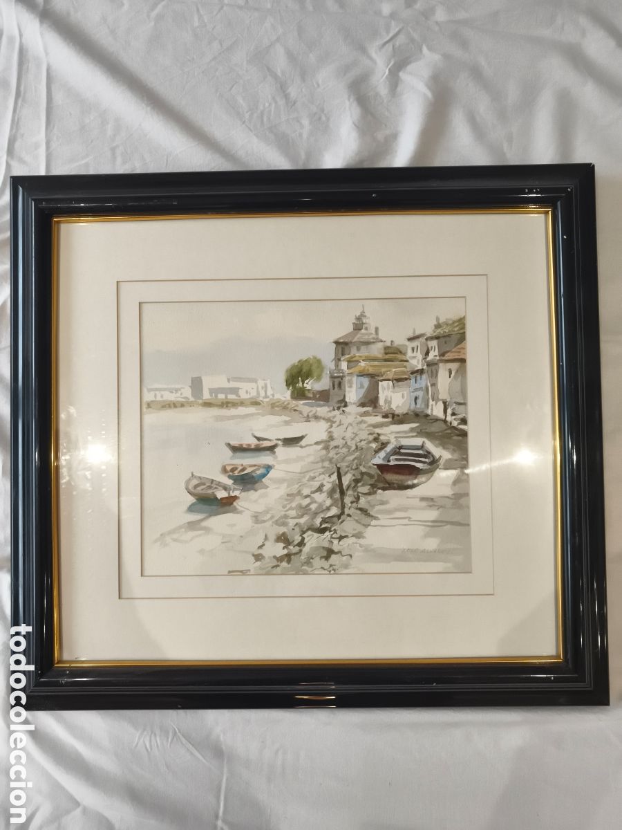 Arte: Acuarela Marina Original de XOS&Eacute; &Aacute;LVAREZ CARNOT (1926-2006) - Escuela Gallega - Con Certificado Gale