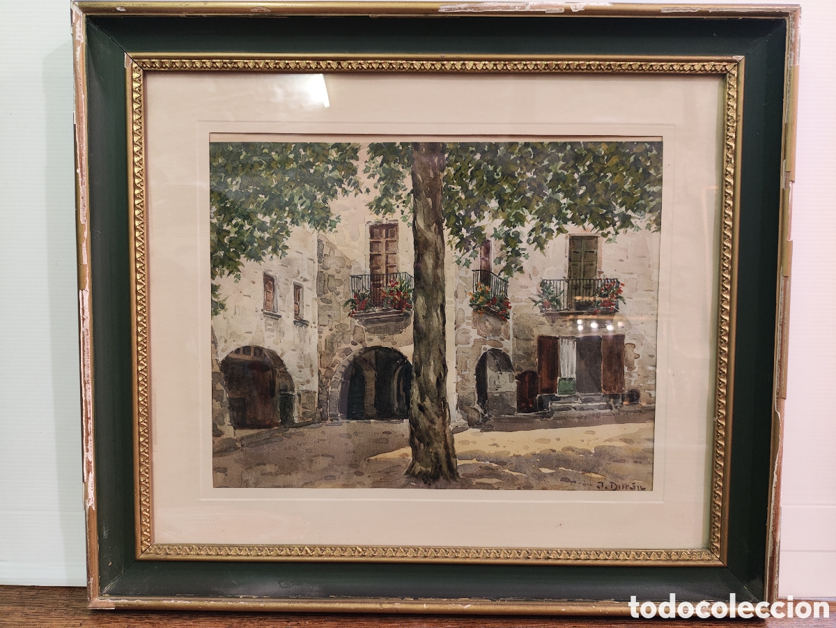 Art: FIRMADO DURAN - VISTA DE PUEBLO - ACUARELA SOBRE PAPEL
