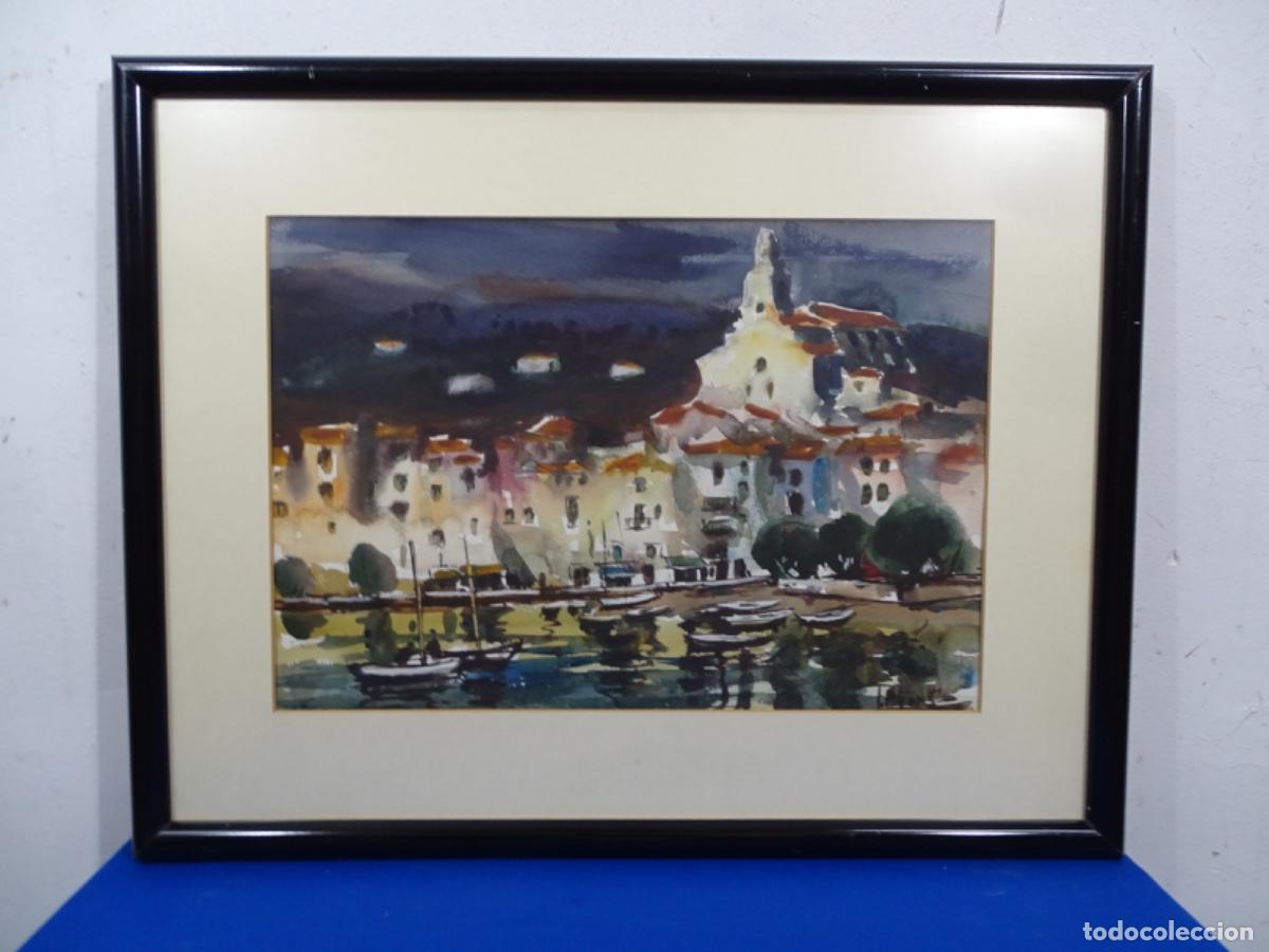 Arte: ACUARELA DEL PINTOR DE TERRASSA JOAN MITJANS. CADAQU&Eacute;S 1988.