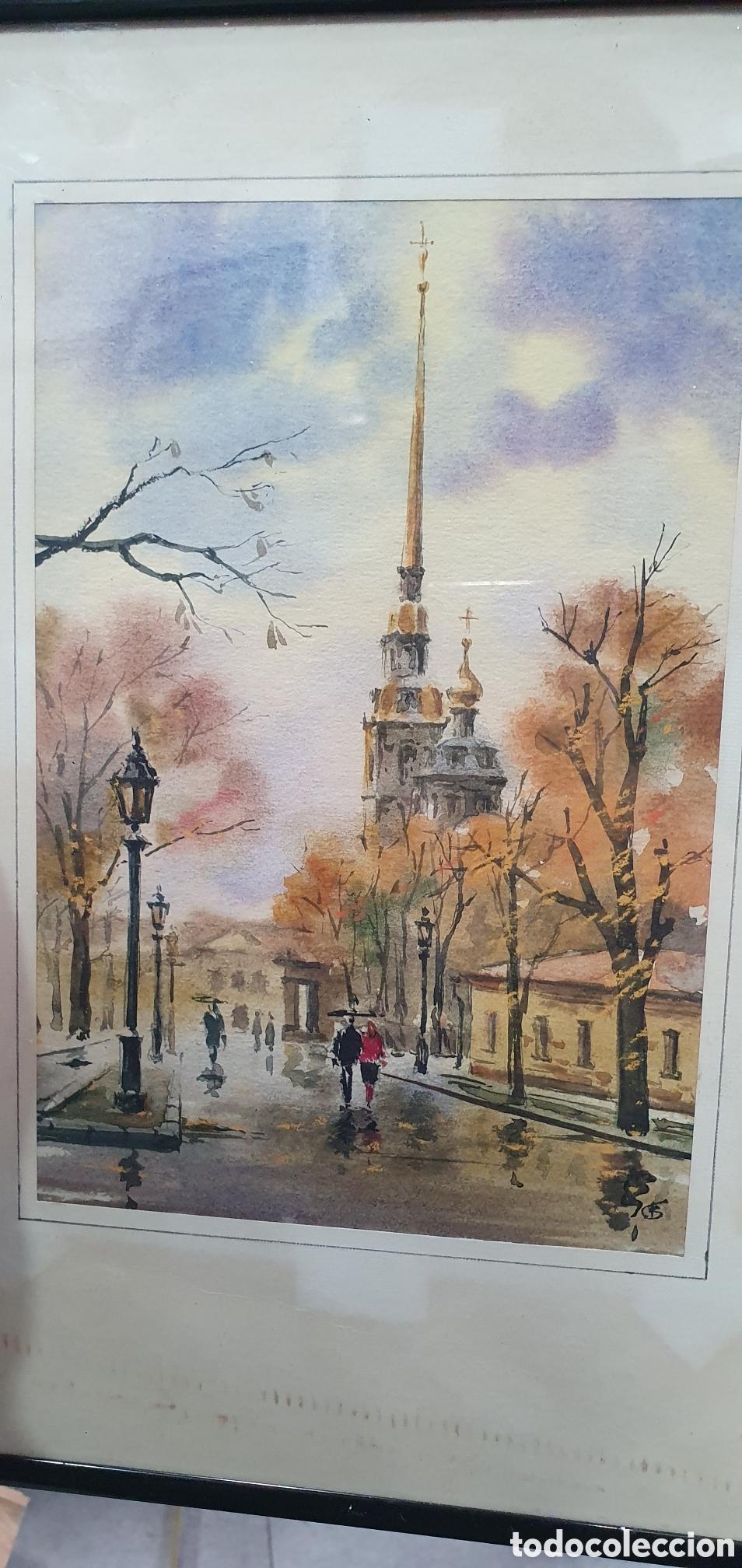 Kunst: Antigua acuarela rusa. (L140)