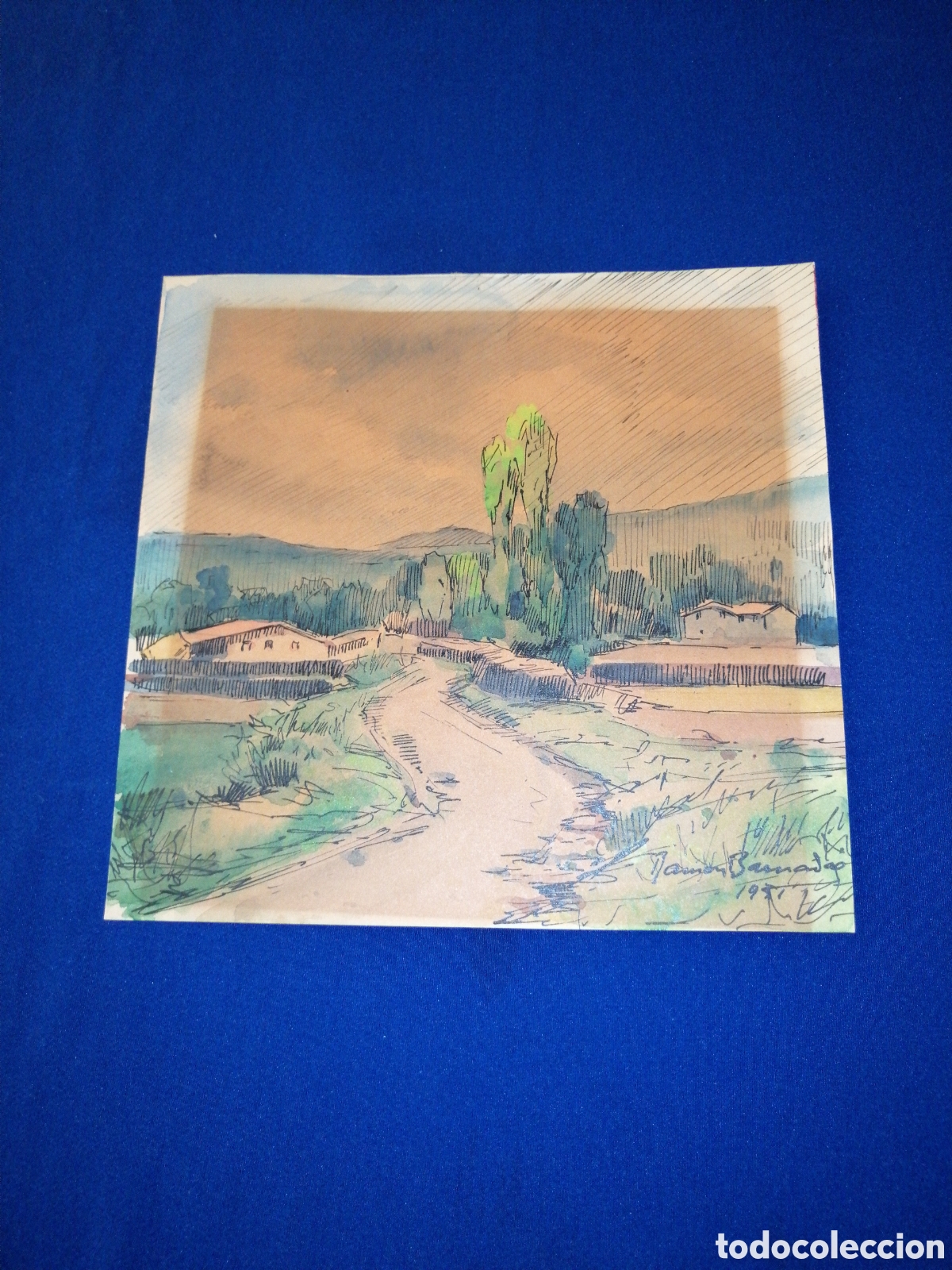 Kunst: RAM&Oacute;N BARNADAS FABREGAS - AQUARELA - ESCUELA PAISAJISTICA CATALANA (OLOT) GERONA
