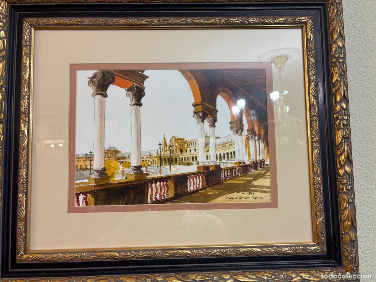 Arte: Acuarela de la Plaza de Espa&ntilde;a de Tirso